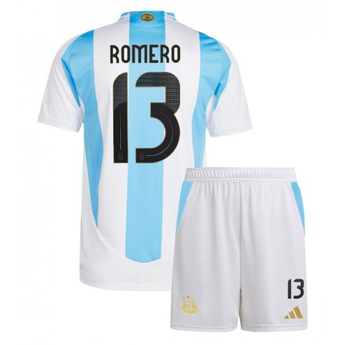 Fotballdrakt Barn Argentina Cristian Romero #13 Hjemmedraktsett Copa America 2024 Kortermet (+ Korte bukser)